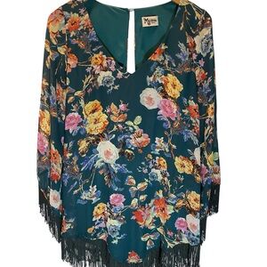Show Me Your Mumu Rosieo and Juliet Fringe Floral Tunic Mini Dress Sz Small